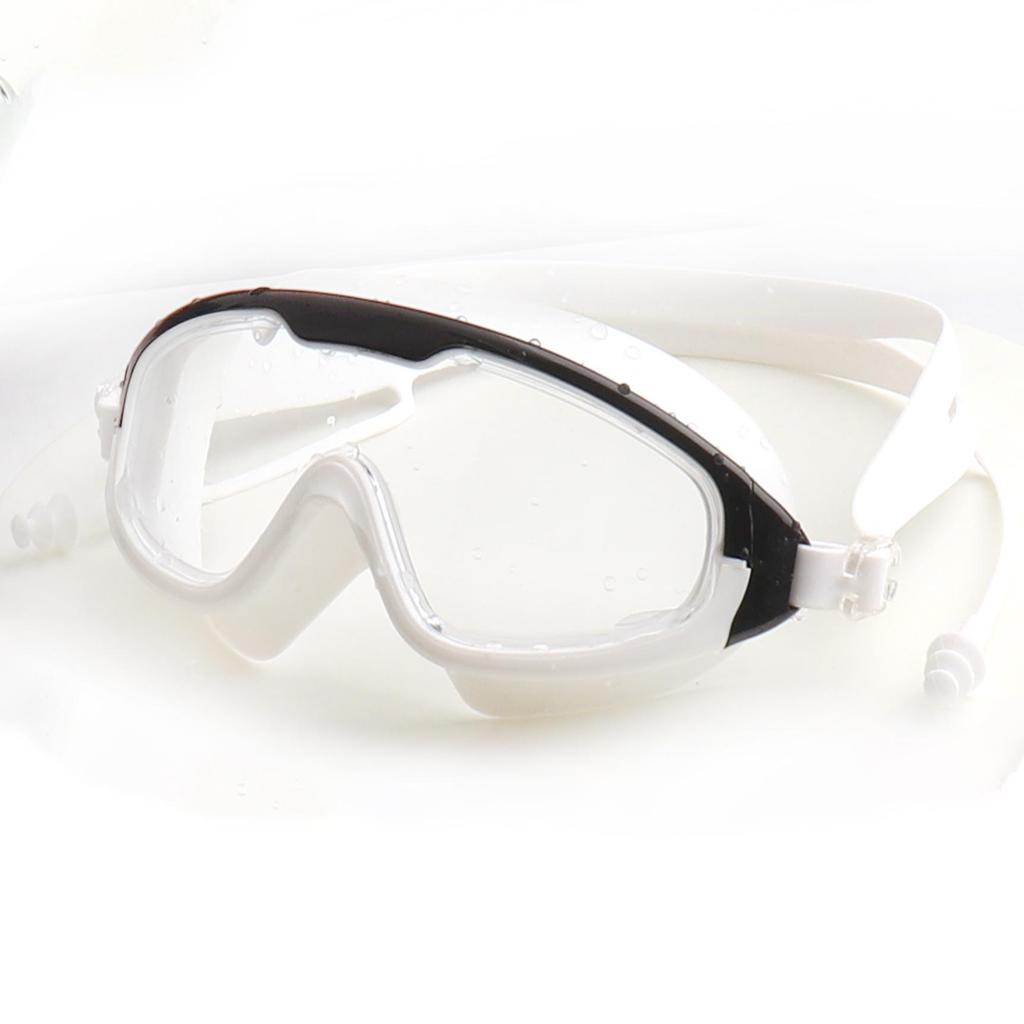 Kids' Large Frame HD Waterproof Anti-Fog Swim Goggles with Integrated Silicone Earplugs 5020