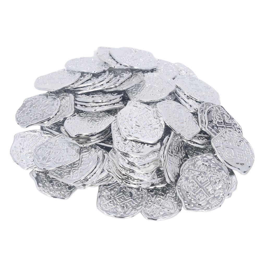 100pcs Pirate Coins Decor High Simulation Special Patterns Festival Decorative Coins for Halloween