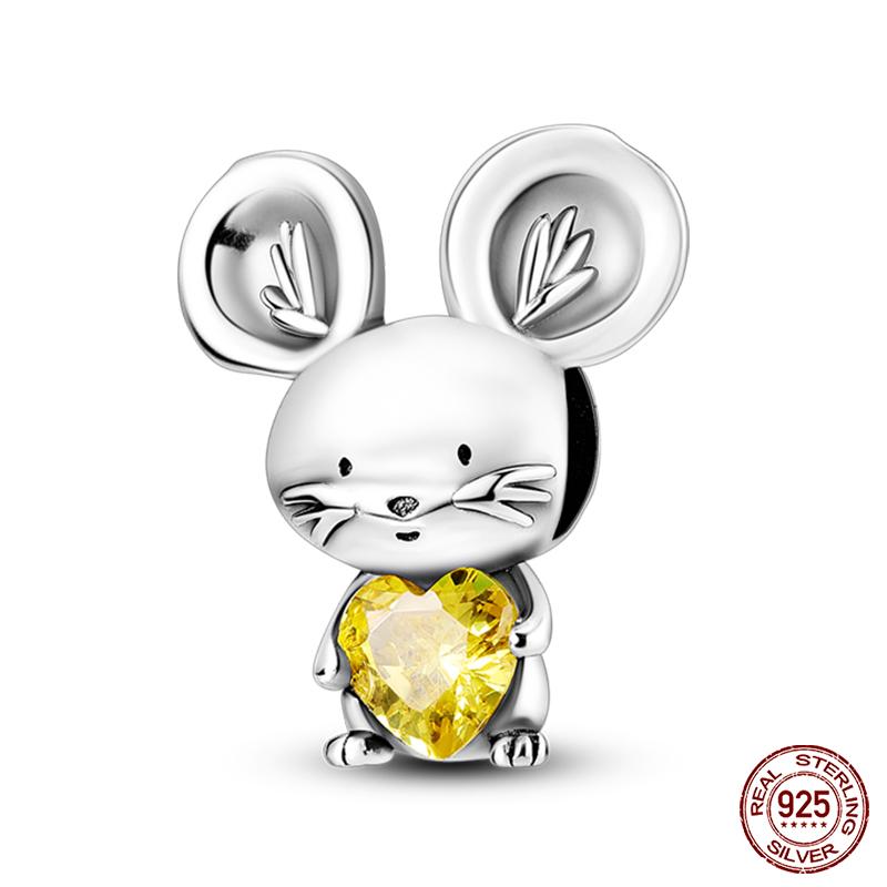 Real Copper Pink Rabbit Cat Dog Animal Charms Beads Fit Qikaola Original Bracelets Diy Birthday Jewelry Making