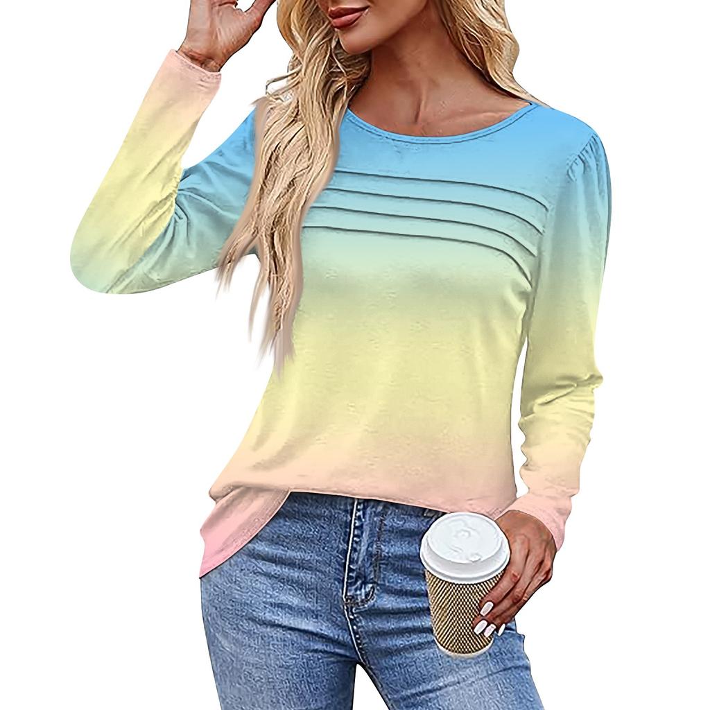 Damen T-Shirt mit Aufdruck, langärmelig, für den Alltag, Wochenende, modisch, Basic, Rundhalsausschnitt, normales Oberteil