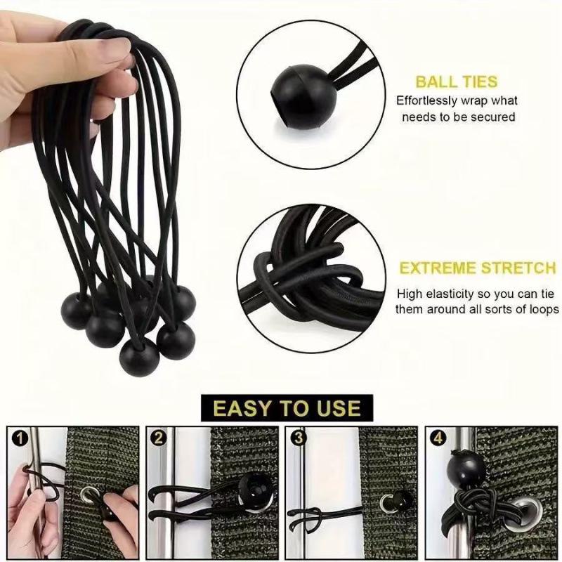 Elastic Bungee Ball Clips - Outdoor Tent & Awning Strap Fasteners