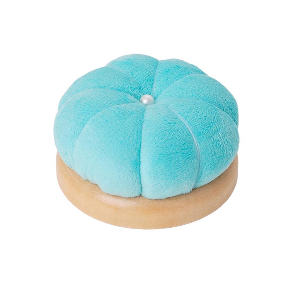 

Creative Pumpkin Pin Cushion with Wooden Base Solid Color Pumpkin Shape Needle Pincushions DIY Craft Pumpkin Shape синий