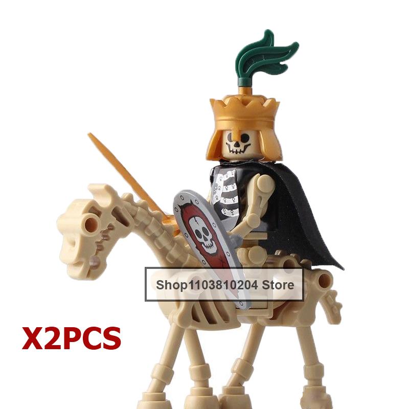 Skeleton Soldier Army King Knight Undead Horse Warrior Bricks Building Block Ringwraith Saddle Roman Soldiers Sword Waffen Toys