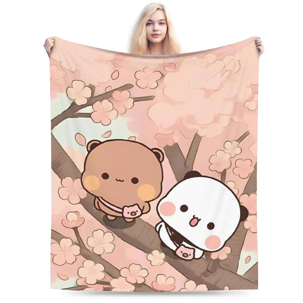 Bubu and Dudu Kawaill Couple Bears Blanket Fleece Cozy Super Soft Throw Blanket for Sofa Bedding Throws
