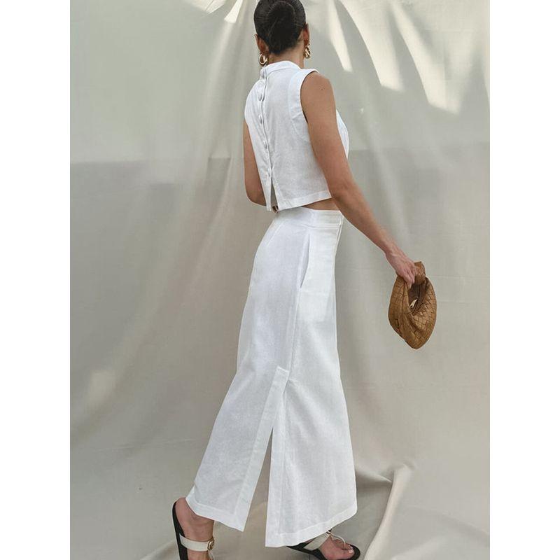 European and American Women Skirt set Sleeveless Top White 2-Piece Set Summer Fashion Long dress 2025 New Casual