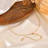 Elegante Scheiben-Y-Form Anhänger Halskette Edelstahl Goldfarbe Flache Rolo-Kette Quasten Halsketten Schmuck Valentinstagsgeschenk