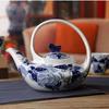 Blue and White Porcelain Teapot, Retro Hand-painted Tea Kettle, Chinese Style Living Room Decorations, Classical Tea Set, 750ml