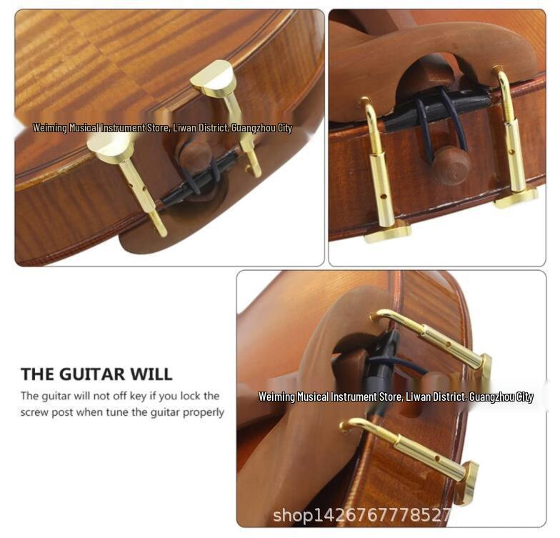 Gold Violin Chinrest Screws, Half-Section (2 pcs) for 3/4 and 4/4 Violins - Accessories