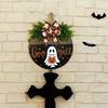 Halloween Wooden Door Hanging Decor - Welcome Sign with Ghost, Pumpkin and Autumn Ribbon Home Decor Halloween Decor Room Decor