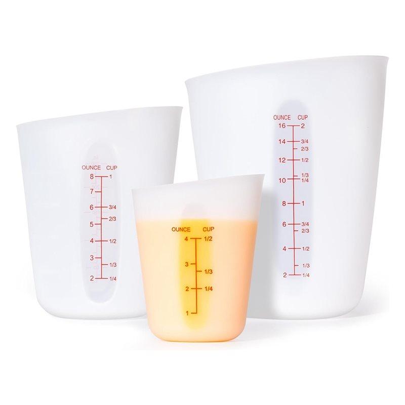 Flexible Chocolate Melting Cup Set- 3 Pcs Silicone Measuring Cups Squeeze-Pour Design белый