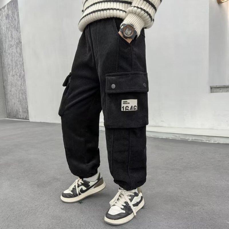 Boys' Pants 2025 Spring Autumn Trendy Children's Corduroy Pants Big Kids Sweatpants Loose Cargo Pants Trendy