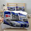 Set Biancheria da Letto 3 Pezzi Skyline Blue Racing Spirit Speed Style, per 1 Copripiumino e 2 Federe Perfetto come Regalo per Fan, Ideale per Camera da Letto, Dormitorio