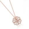 Four Leaf Clover Necklace Silver Open Convertible Small Heart Pendant Necklace Jewelry Rose Gold