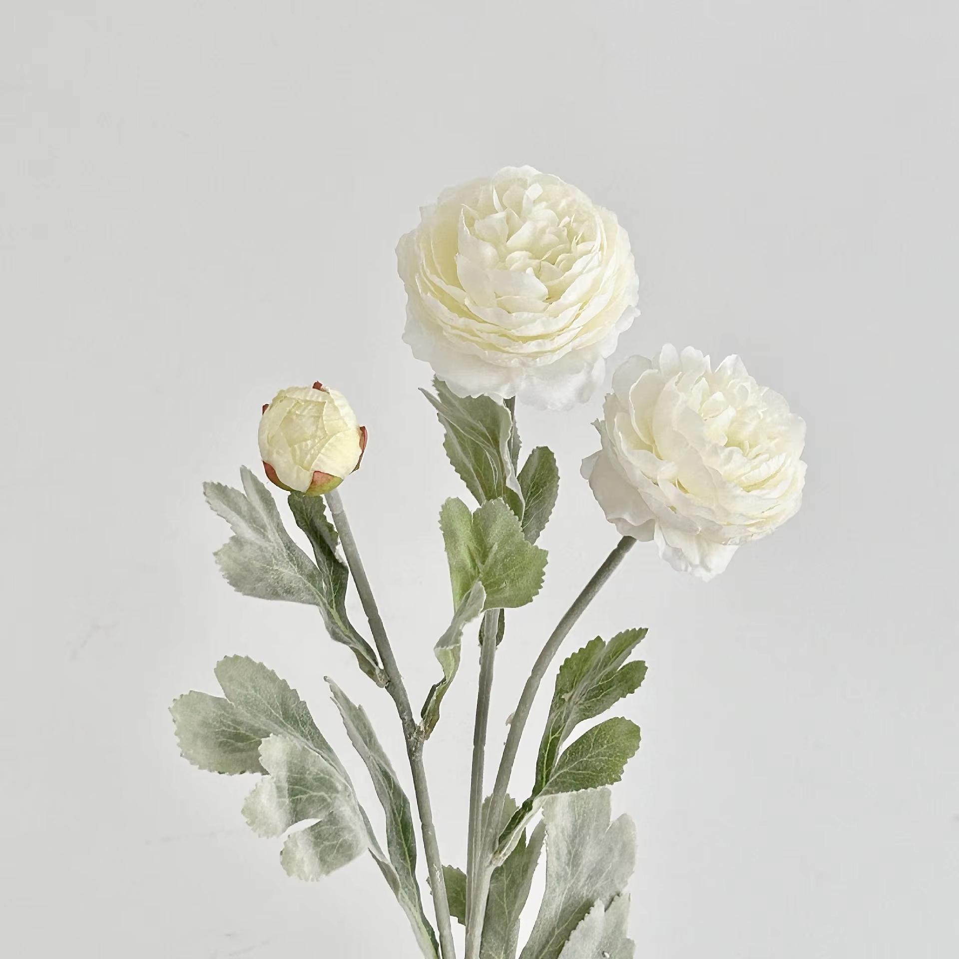 

50CM 3 Head Flocking Lotus Artificial Flower Peony Artificial Flower Wedding Home Living Room Decoration
