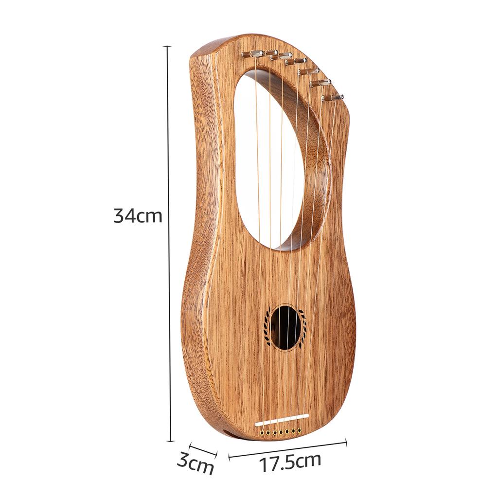 7-String Lyre Harp Ancient Lyres Terminalia Wood String Instrument with Carry BagCelsius Extra String SetCelsius Tuning WrenchCelsius Cleaning C