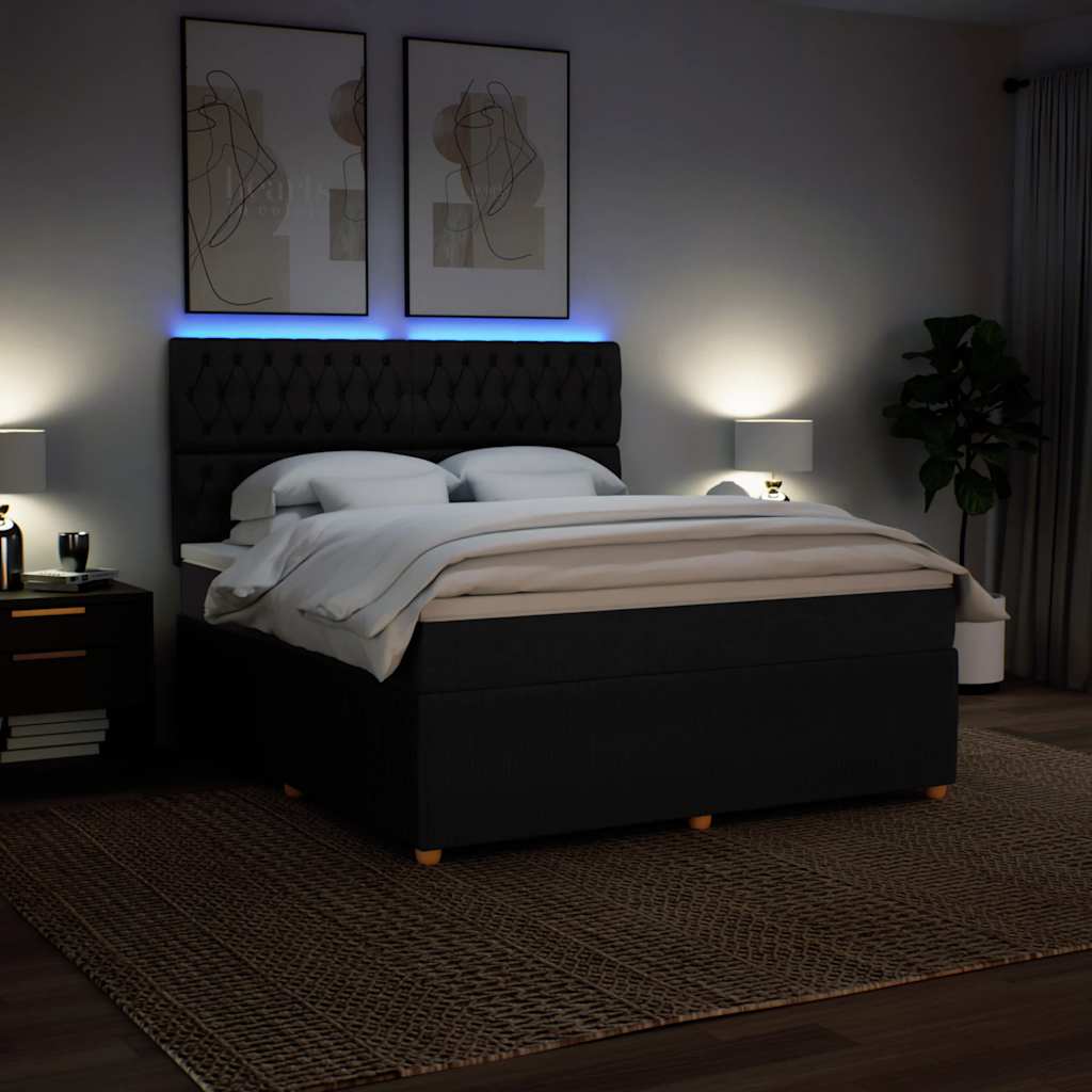 Vidaxl Continental Bed with Mattress, Black, Fabric 180X200 Cm