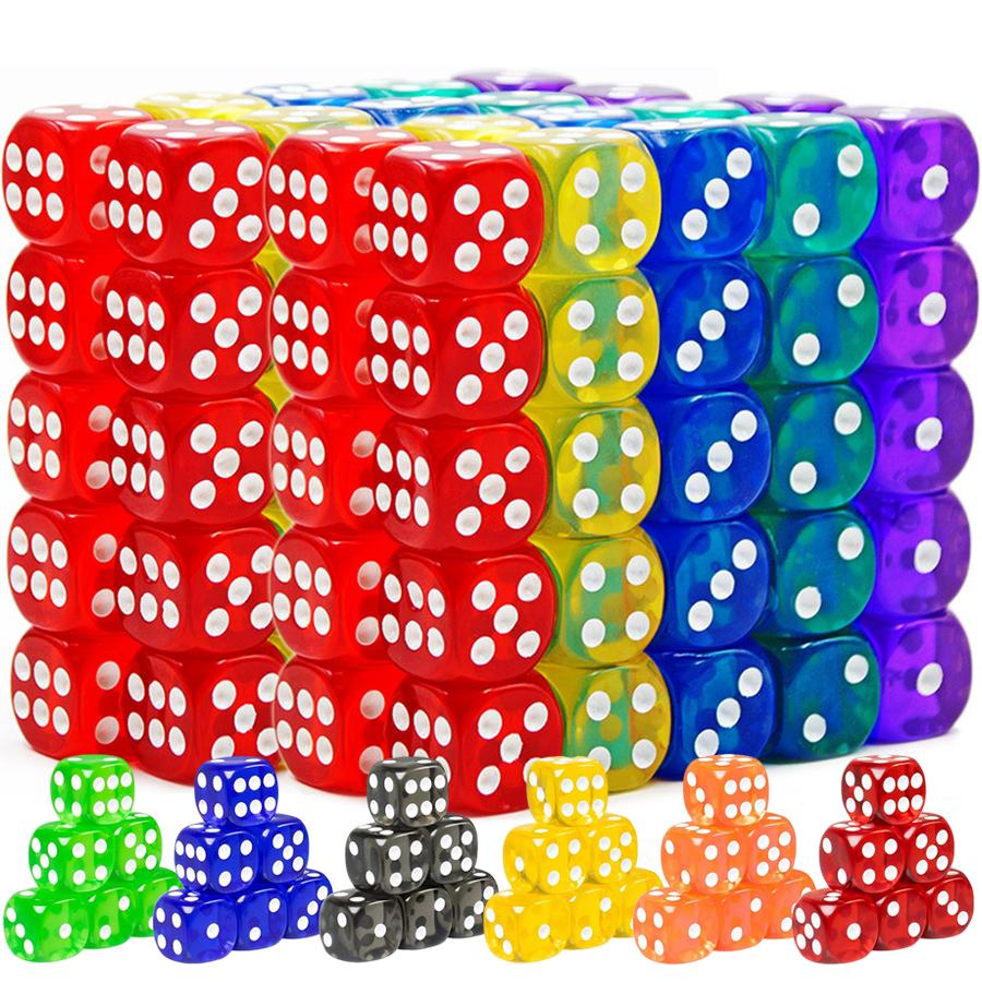 20pcs 14mm Acrylic Color Transparent Dice Round Angle Point Dice Points Game Party Board Game Accessories Point Game Props