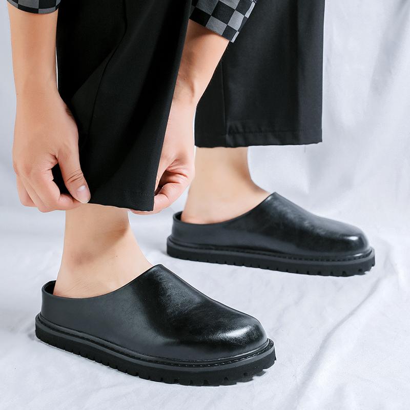 Platformové baleríny Kožené pantofle Pánské polobotky Pro muže Pantofle Silná podrážka Bez paty Ležérní obuv Poloviční nazouváky Pánské nazouváky