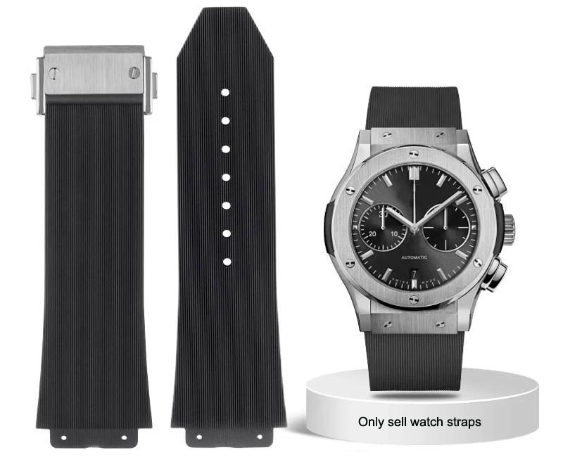 Cinturino per Orologio HUBLOT BIG BANG Serie Classica 25-19mm Gomma Nero Blu Cinturino Impermeabile Silicone Accessori Orologio