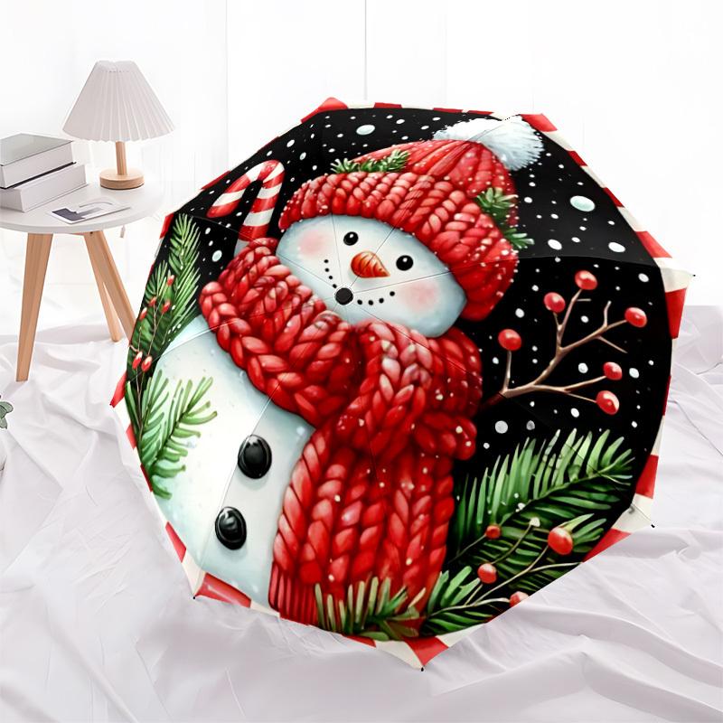 1pc Snowman, Winter Automatic Folding Umbrella - 8-Rib Automatic Open/Close, Large Canopy Birthday Festival Gift Yy251217125
