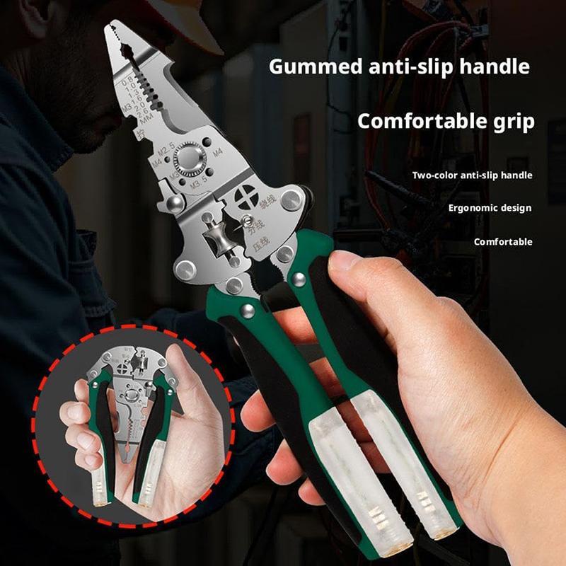 Clește multifuncțional 16 în 1 pentru dezizolat cu tester de tensiune, clește pentru dezizolat cabluri, electrician, sertizare, tăiere cabluri, foarfece