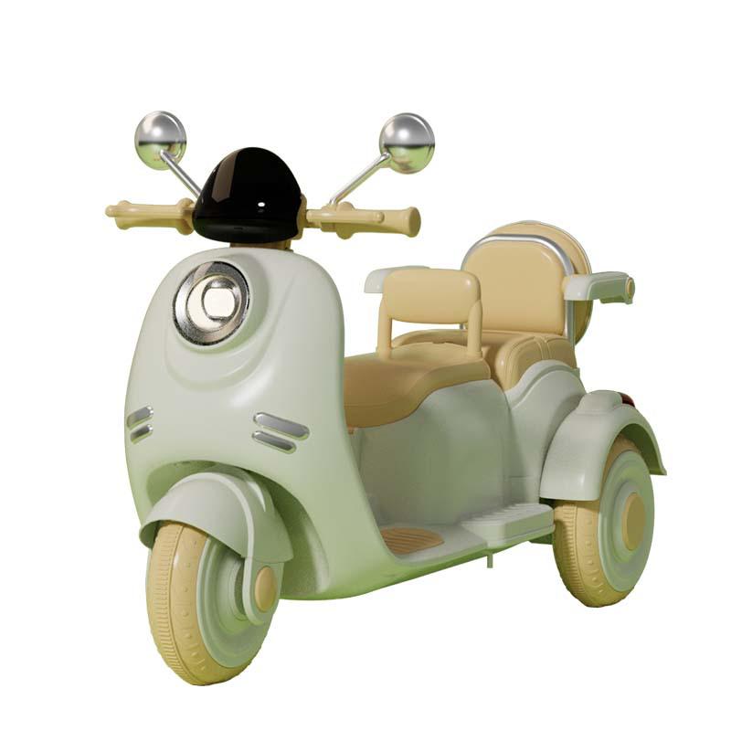 Retro Style Dual-Seat Motorcycle Tricycle for Children Aged 1+, Stable Electric Ride-On Toy