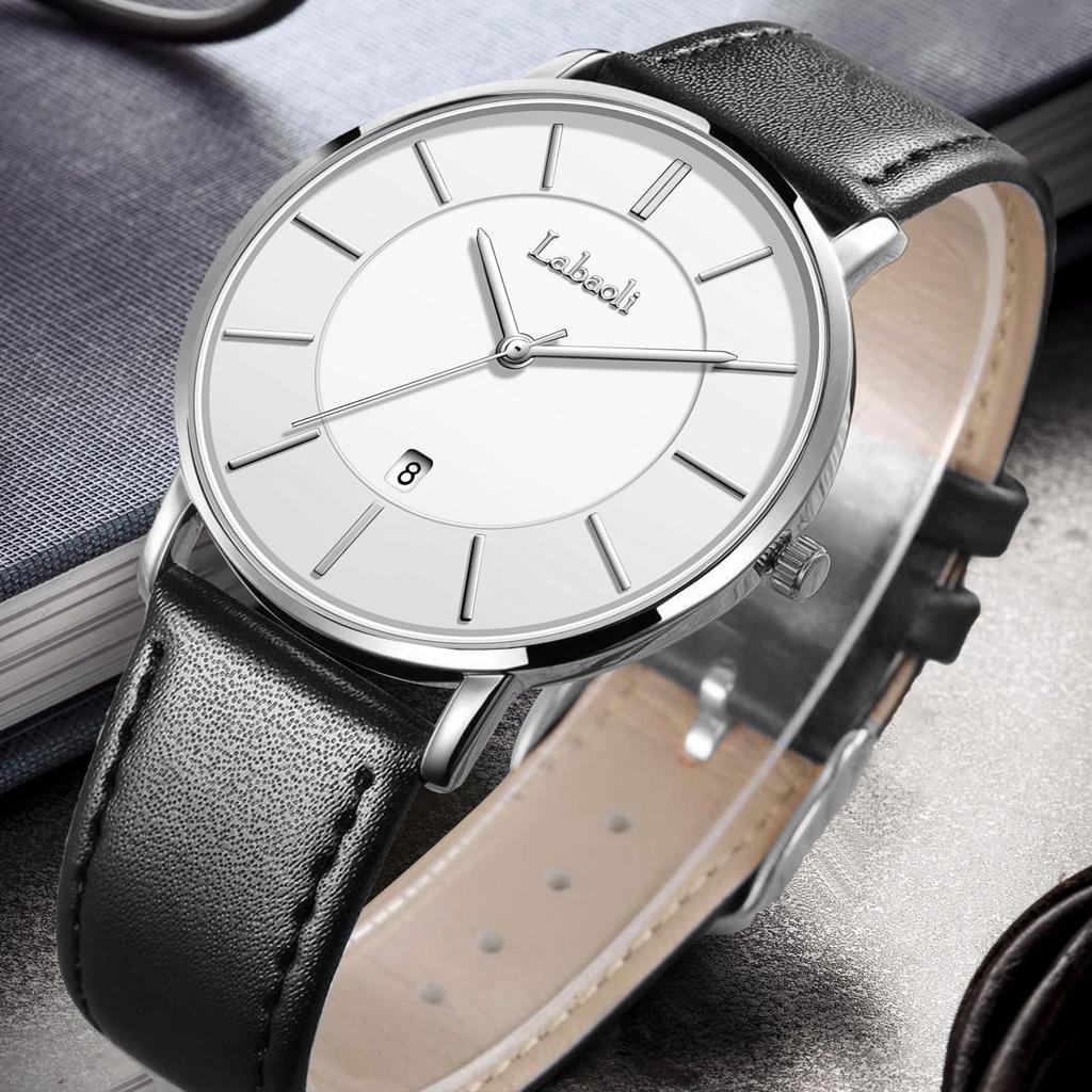 Jednoduchá móda Neformální obchodní hodinky Japonský strojek Quartz 40 mm Ciferník Pásek z pravé kůže Unisex Pásek Stříbrné Pouzdro Bílé Pánské Ultratenké 6,5 mm