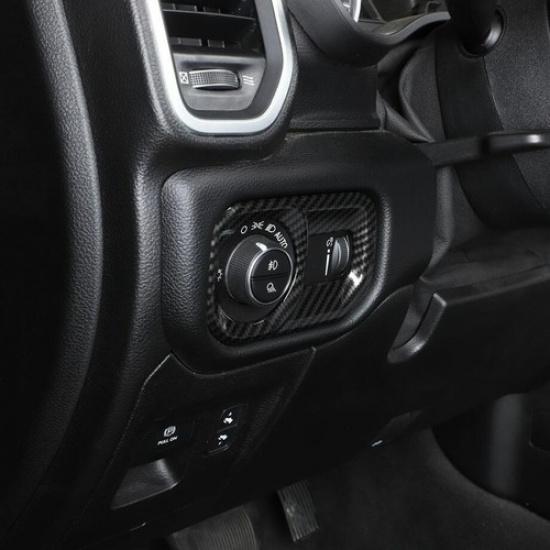 For  - 2024 Dodge RAM 1500 Carbon Fiber Interior Headlight Switch Cover Trim