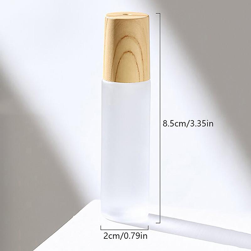 1/2/3/5/10Ml Cosmetic Container Roll On Glass Bottles For Essential Oil Empty Perfume Bottle Refillable Container With Wood Lid