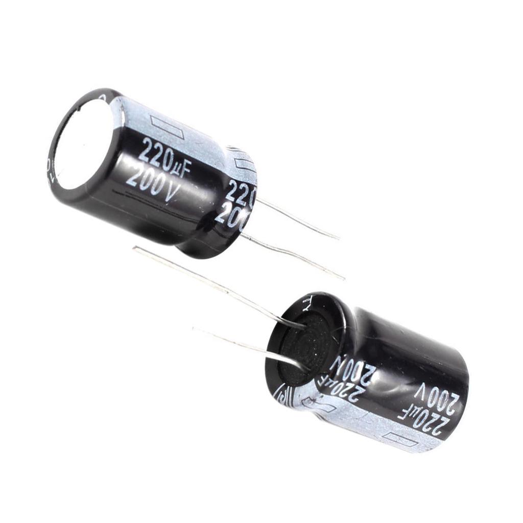 2 Piezas 220uF 200V 105C Condensadores Electrol/íticos Radiales Negro 27x18mm