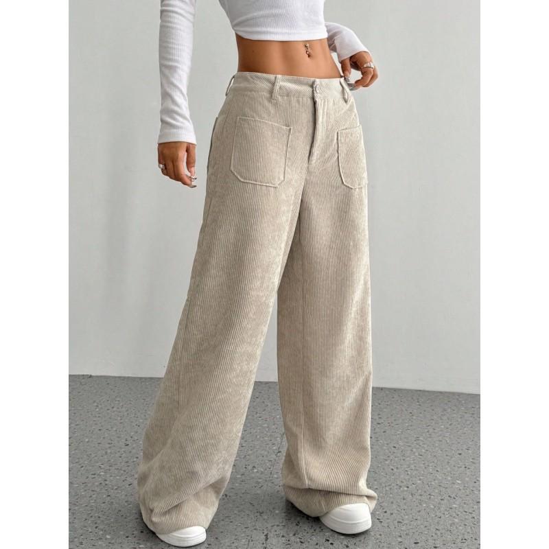 Womens Wide-Leg Corduroy Pants Loose Fit Casual Trousers With Stretch Comfortable Fall Winter 2026