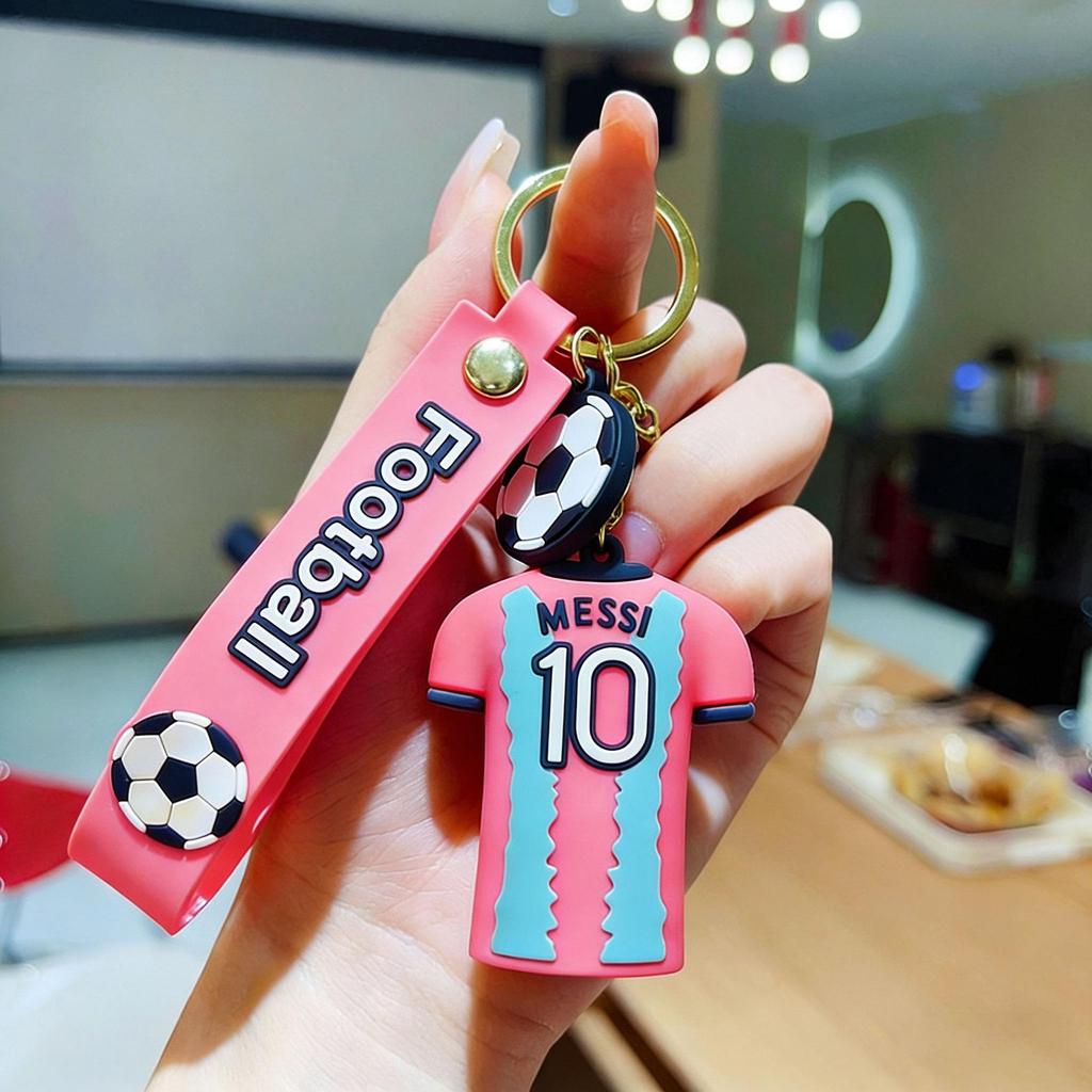 Cartoon Football Jersey Keychain: Cute Ronaldo, Messi, Mbappé, Neymar Car Bag Pendant, Non-Fading