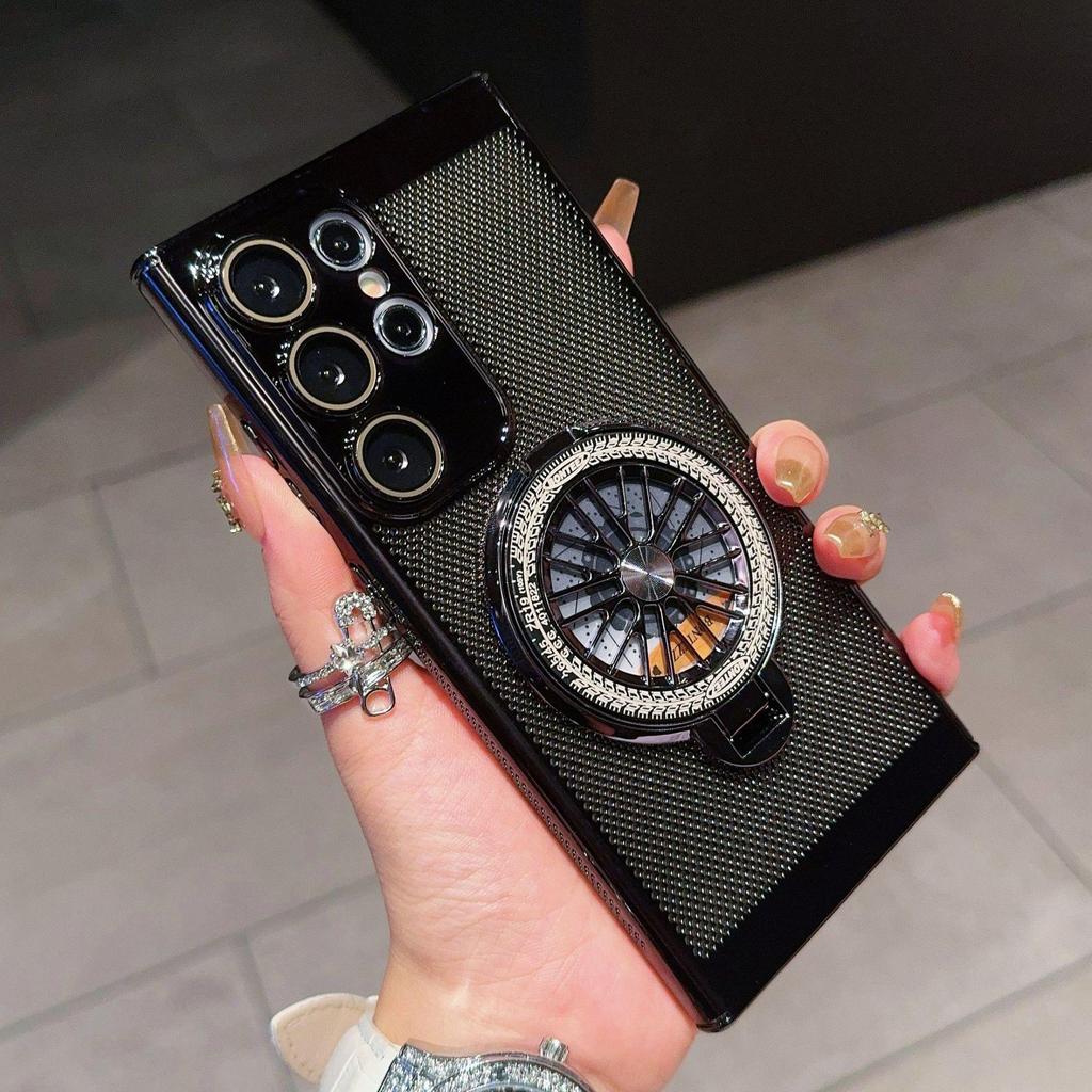 Funda para teléfono Samsung S25 Ultra con soporte giroscópico, malla de disipación de calor y protector de lente S24P