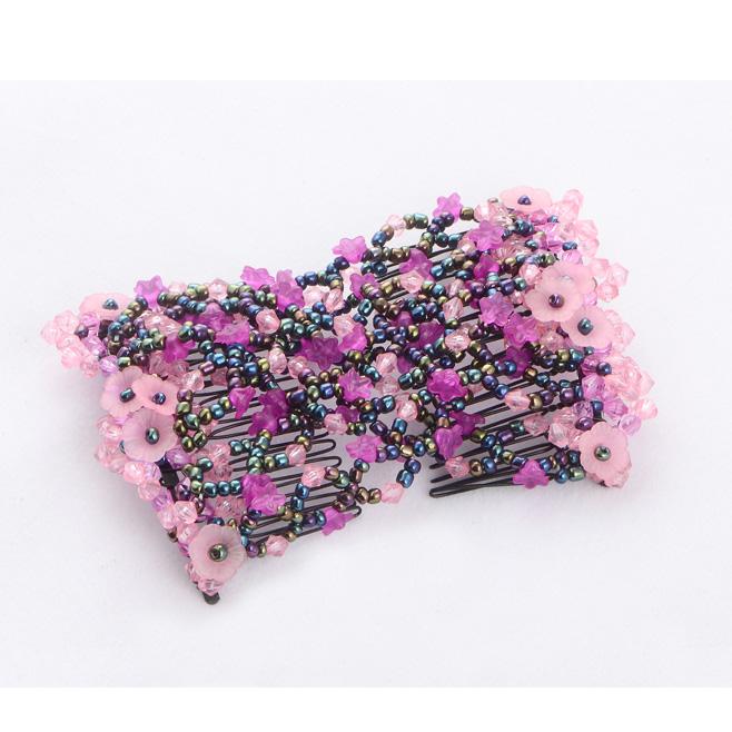 Women DIY Hair Accessories Pearl Beaded Elastic Hair Claw Hairpin Magic Comb Up-Do Hairstyle Bun Maker Tool Ponytail Hairdo Wolf