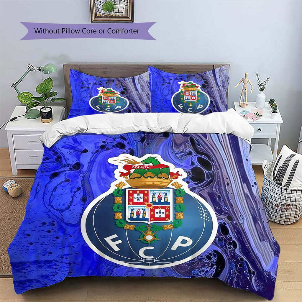 Set Copripiumino Trapuntato con Motivo Futebol Clube do Porto Decorazione per la Casa Regalo (1 * copripiumino + 2 * federe senza imbottitura)