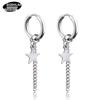 Baoshali Titanium Steel Star Tassel Ear Hoops: Trendy No-Piercing Men's Earrings