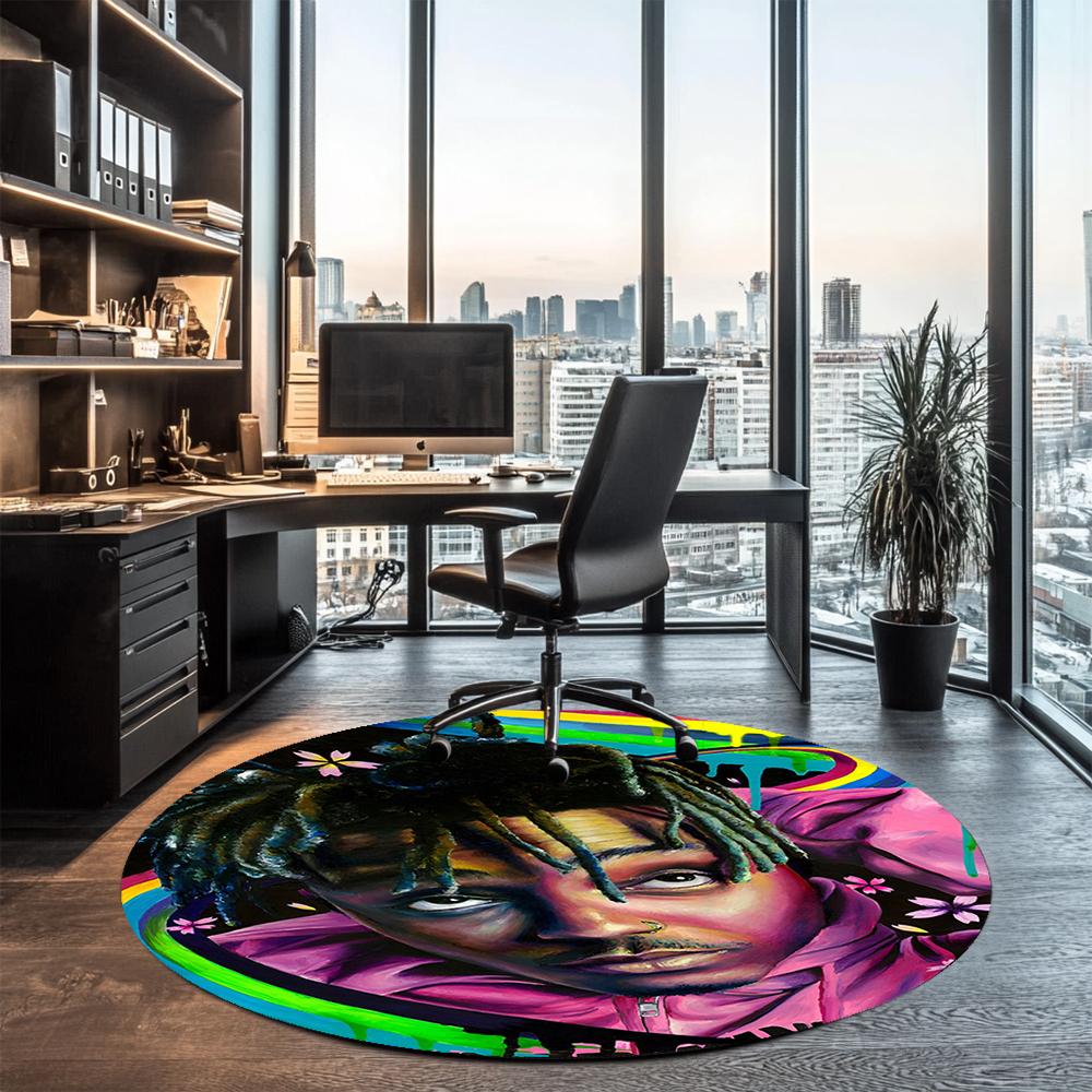 Juice WRLD Printed Round Rug Carpet Chair Rug Area Rug Entryway Doormats,for Office Chair Living Room Bedroom Kitchen Room.