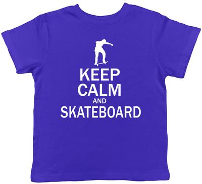 Keep Calm and Skateboard Boys Girls Chldrens Kids Short Sleeve T-Shirt Tee