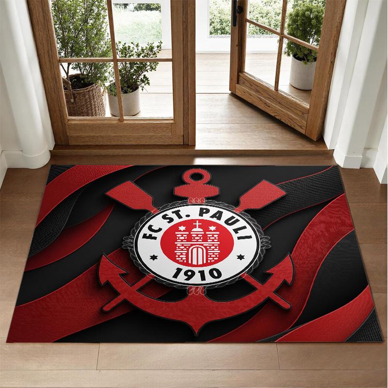 FC St. Pauli Football Design Crystal Velvet Rug Soft Decorative Mat for Bedroom Entrance