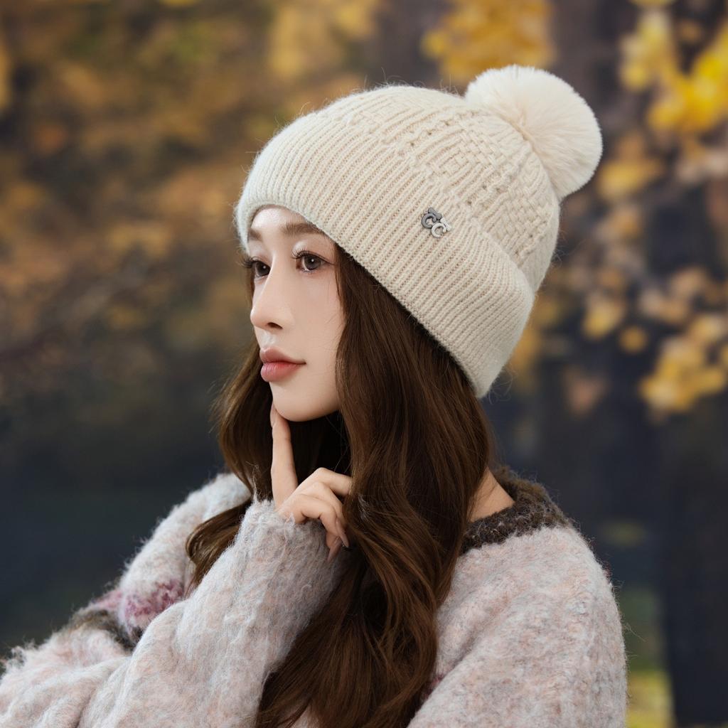 Hat Women's Winter Cycling Fleece Thickened Warm Wool Hat Ear Protector Knitted Hat