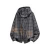 Hooded Checkered Long-Sleeve Shirt—Unisex Oversized Sun-Protective Jacket, Retro Casual Top