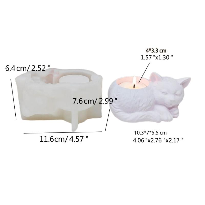 Sleeping Cats Candlesticks Resins Mould DIY Castings Moulds Animal Candle Holder Silicone Molds for Table Decorations