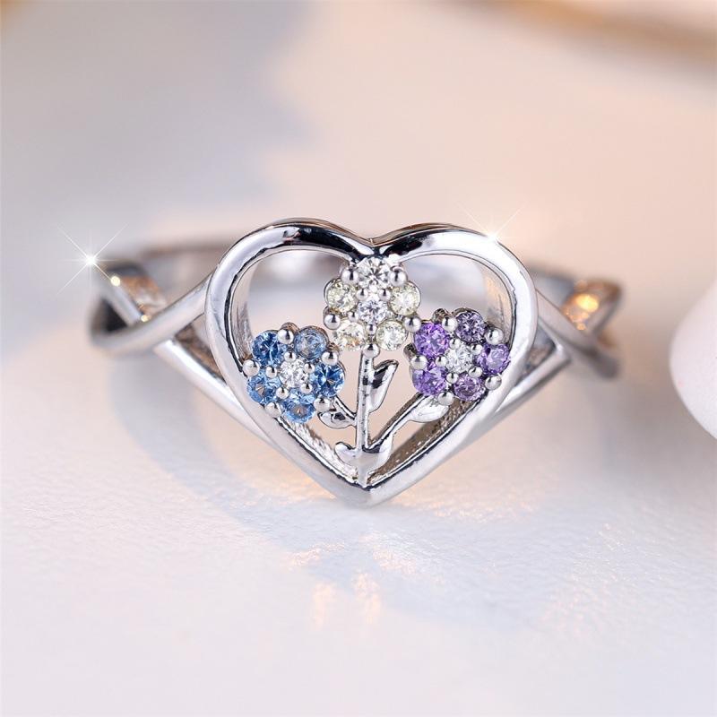 Wish flower love ring simple personality niche light luxury elegant ring ring no. 6