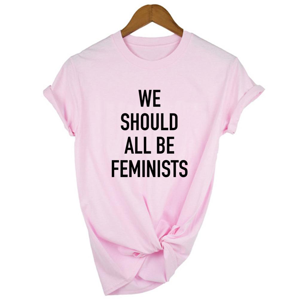 Wir Sollten Alle Feministen sein Brief Damen Sommer Harajuku Vintage Sommer T-Shirt 90er Streetwear Rund