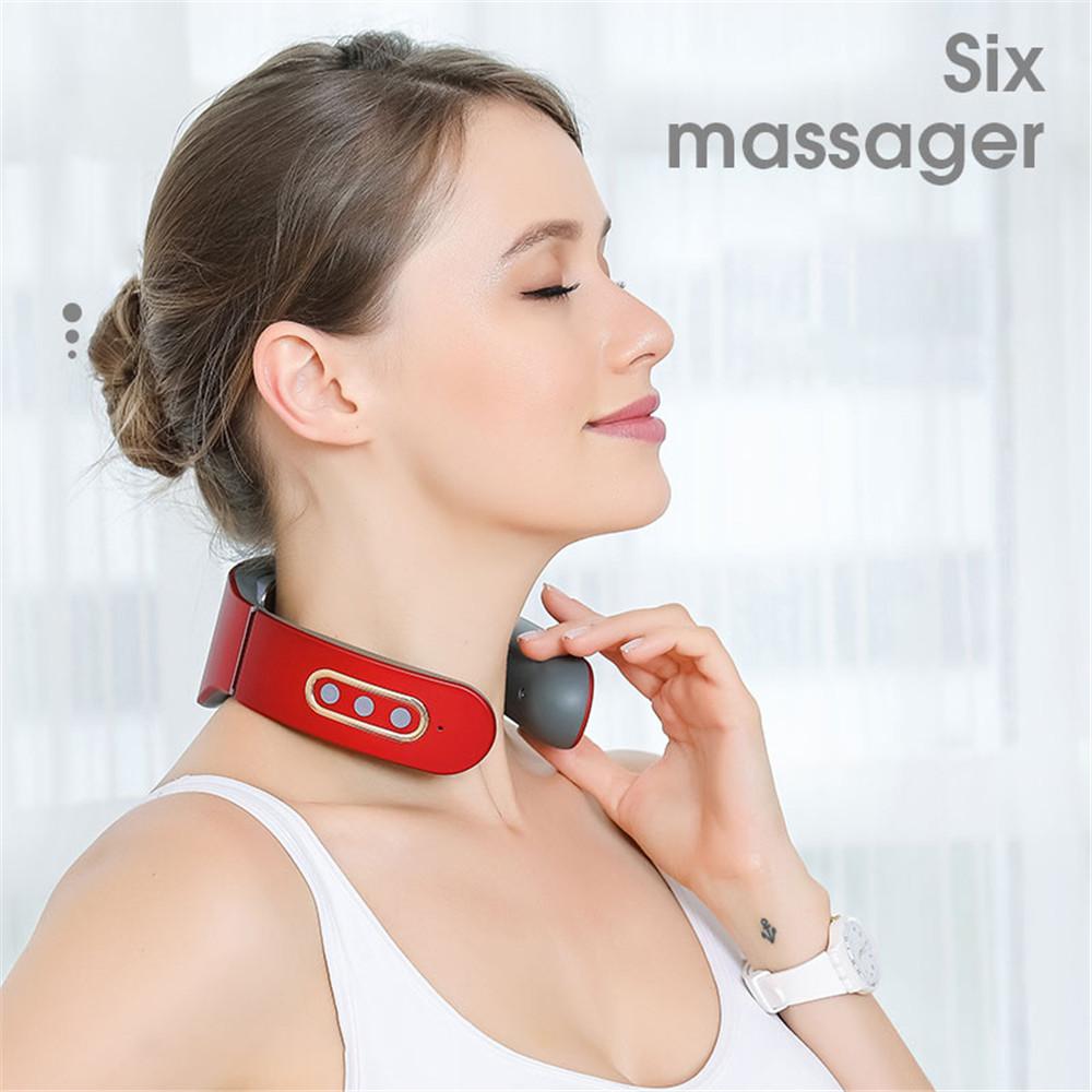 HOMZY Electric Cervical Spine Massager 6 Models 9 Gears Neck Shoulder Massage Vertebra Relax Automatic Heating Physiotherapy Pain Relief Rechargeable