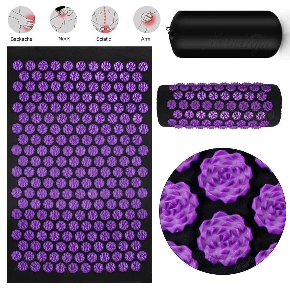 Bag with Acupressure Mat as well as Pillow Set Massage Cushion for Fitness Exercise Yoga Pilates Foot Back Body Relaxtion Spike Mat Set