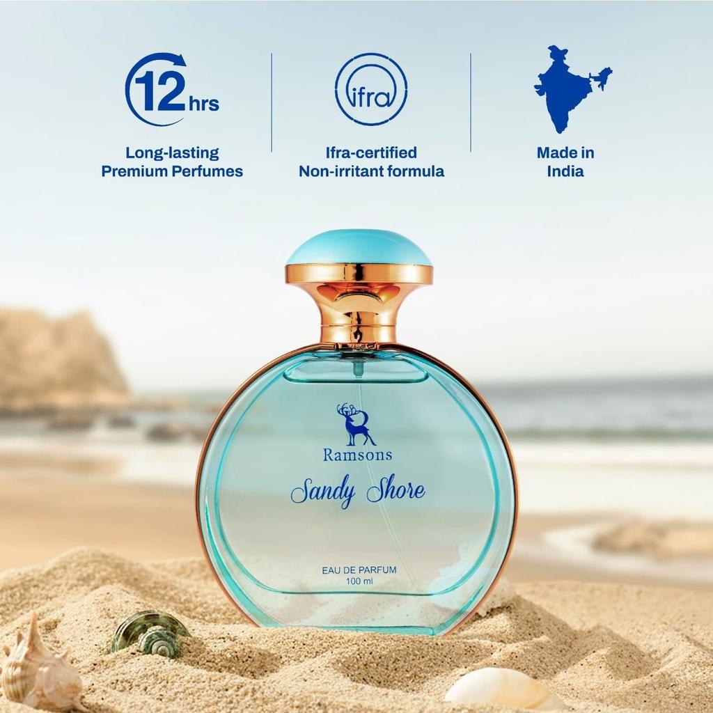 Ramsons - SANDY SHORE Eau De Parfum | TN - Mint, Lavender, Bergamot, Mandarin Orange  | MN - Sea Grass, Ginger, Jasmine Rose | BN - Musk, Sandalwood