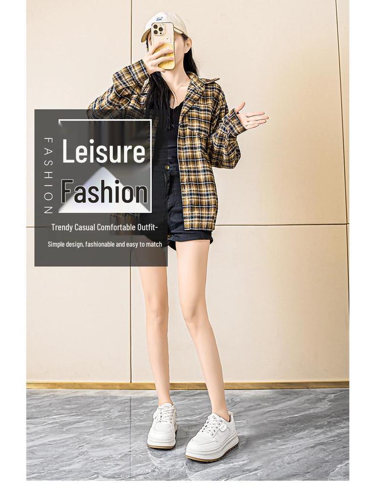 Dámské letní bílé prodyšné tenisky - Korejský styl, silná podrážka, zvýšení výšky, všestranné ležérní skate boty