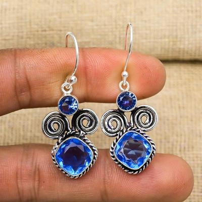 Tanzanite Handmade Gemstone Earrings, 925 Solid Sterling Silver Earrings Antique Jewelry, Earrings For Engagement Gift