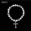 Jesus Cross Rosary Bracelet, Jesus Cross Handmade Bead Chain Rose, Sacred Heart Compassion Rosary Rosary Bracelet Gift